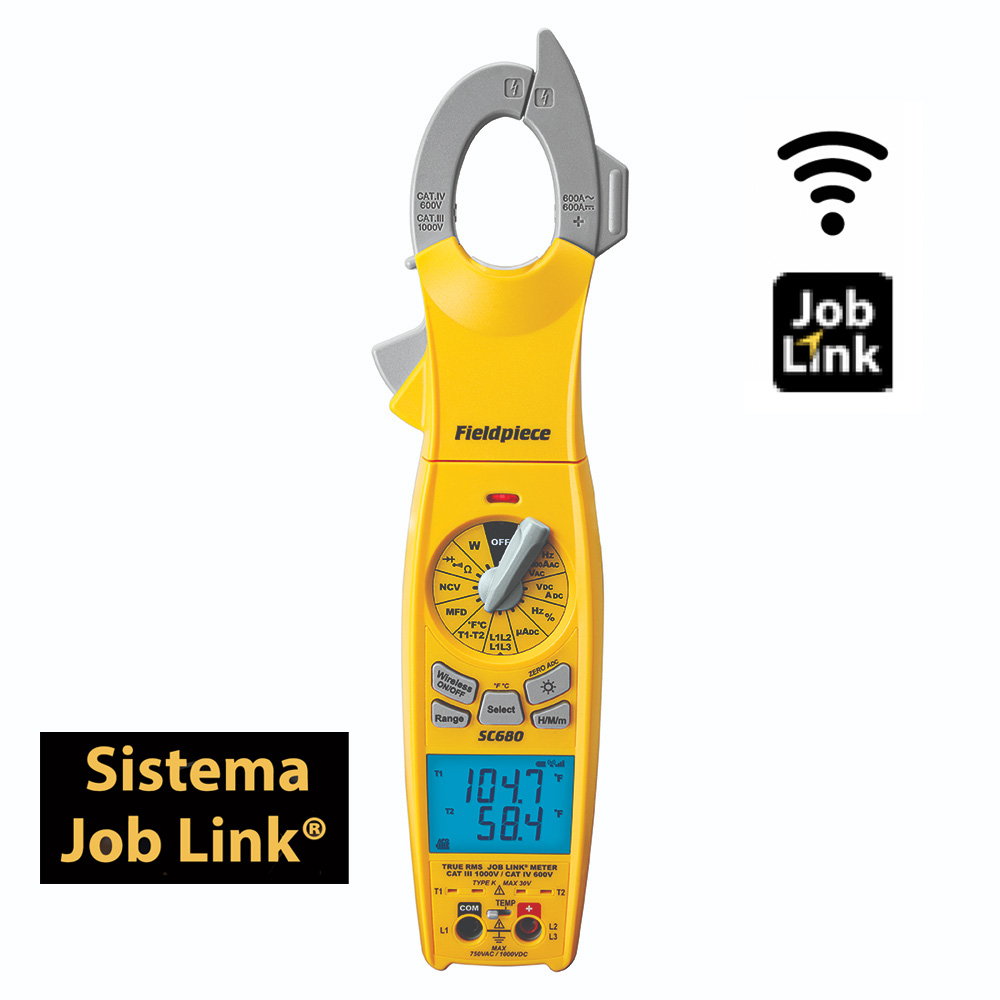 Fieldpiece USA - SC680 INT - Pinza amperometrica professionale (sistema wireless Job Link) - Rapporto di Taratura incluso