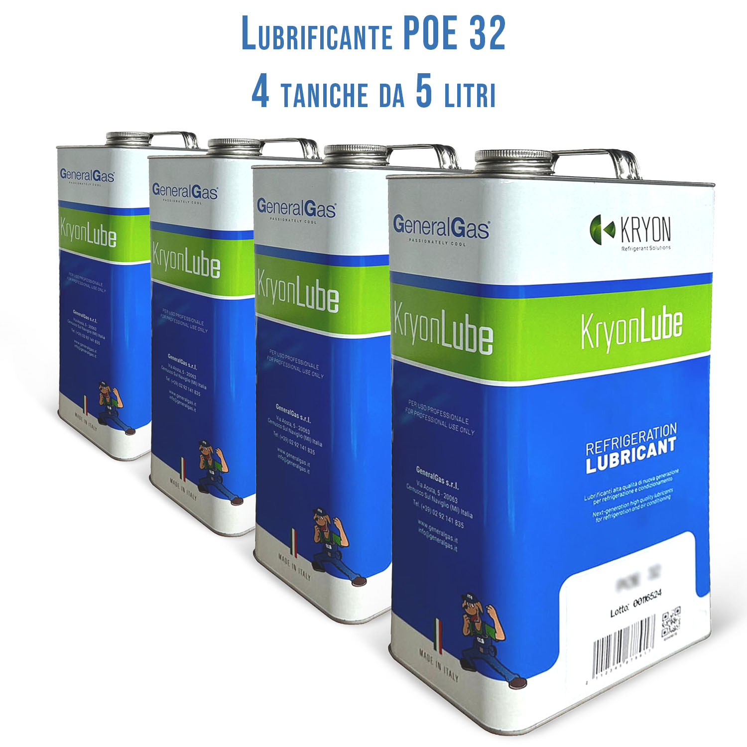 Lubrificante HVACR KryonLube POE 32 -  polyol estere - Confezione n° 4 taniche in metallo da 5 lt.