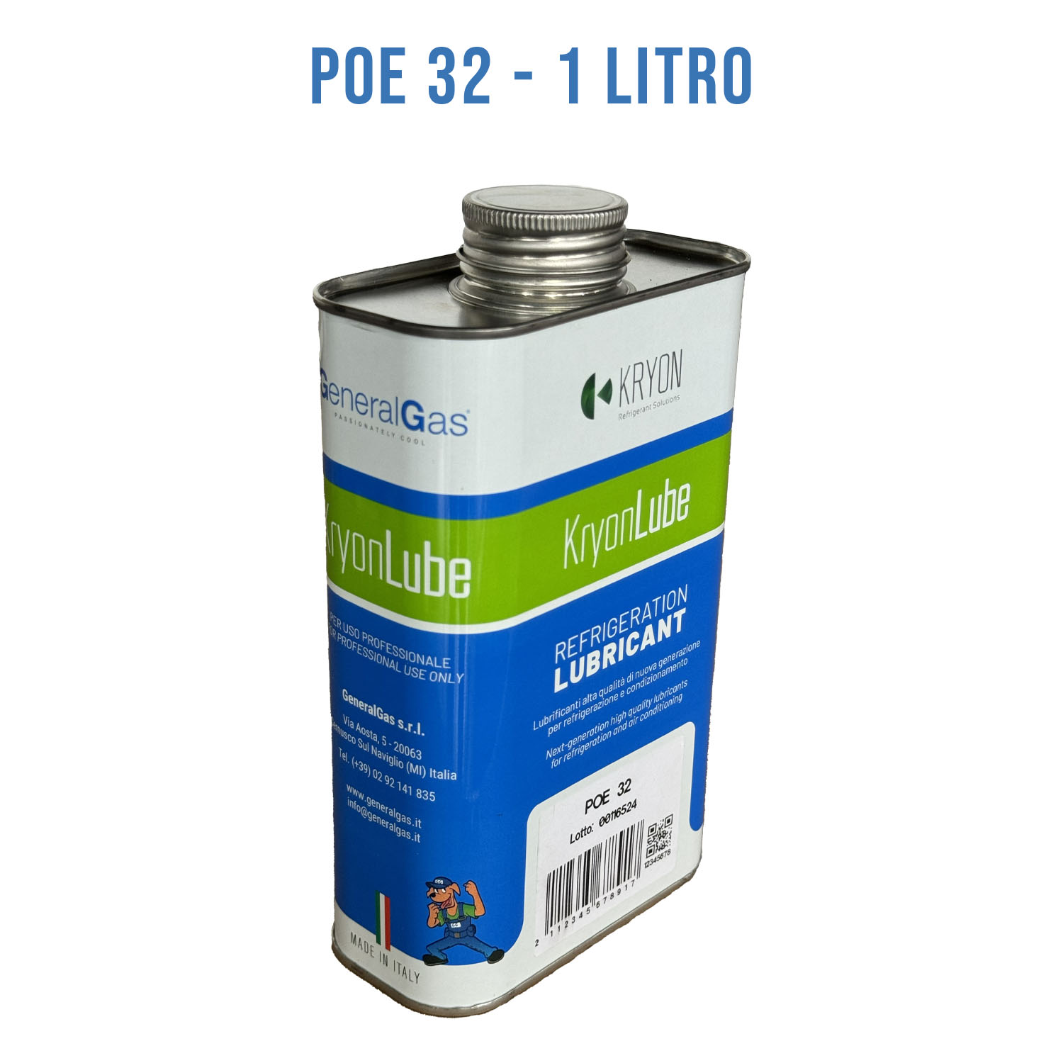 Lubrificante HVACR KryonLube POE 32 - polyol estere - Tanica in metallo da 1 lt.