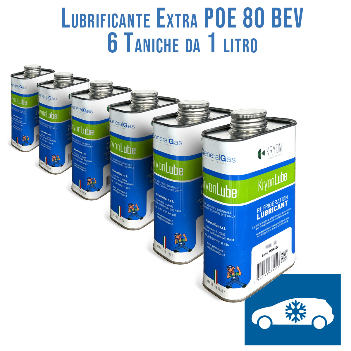 Lubrificante KryonLube EXTRA POE 80 BEV - 6 taniche in metallo da 1L