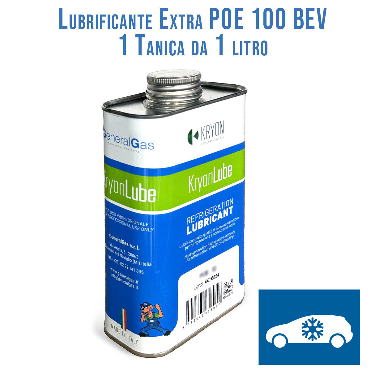 Lubrificante KryonLube EXTRA POE 100 BEV - Tanica in metallo da 1L